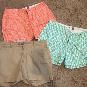 Old Navy Women's Shorts Trio - Coral, Mint, and Tan